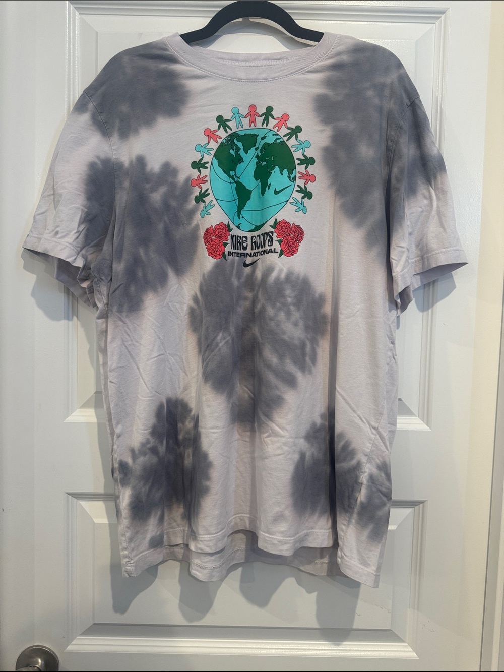 Nike Short Sleeve Tie-Dye Tee with Globe Graphic - Gray, Teal, Pink, Red